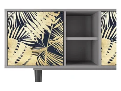 Móvel De Tv| Mueble de TV - 150х69х41 cm - T5 - Jungle Vibes, Cinza Cinzento