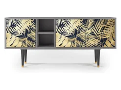 Móvel De Tv| Mueble de TV - 150х69х41 cm - T5 - Jungle Vibes, Cinza Cinzento