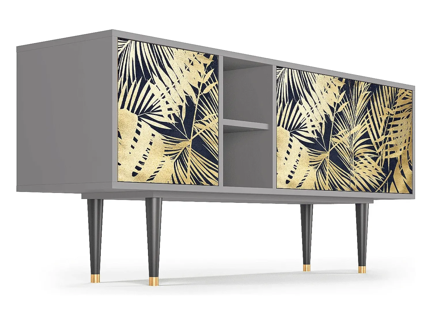 Móvel De Tv| Mueble de TV - 150х69х41 cm - T5 - Jungle Vibes, Cinza Cinzento