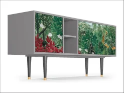 Móvel De Tv* Mueble de TV - 150х69х41 cm - T5 - Jungles in Paris, Cinza Cinzento