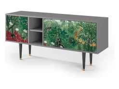 Móvel De Tv* Mueble de TV - 150х69х41 cm - T5 - Jungles in Paris, Cinza Cinzento