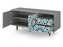 Móvel De Tv| Mueble de TV - 125х56х41 cm - T7 - Kaleidoscope, Cinza Cinzento
