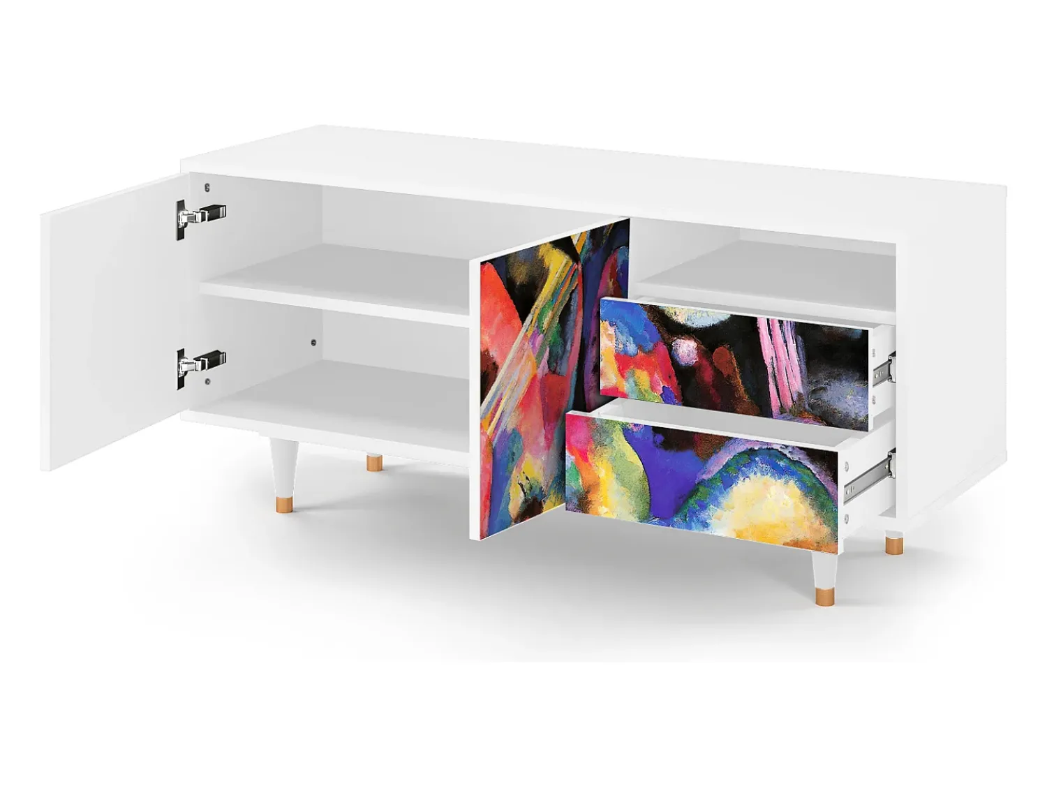 Mueble de TV - 125х56х41 cm - T7 - Kandinsky, Branco Bege