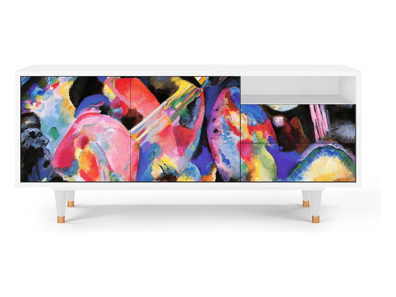 Mueble de TV - 125х56х41 cm - T7 - Kandinsky, Branco Bege