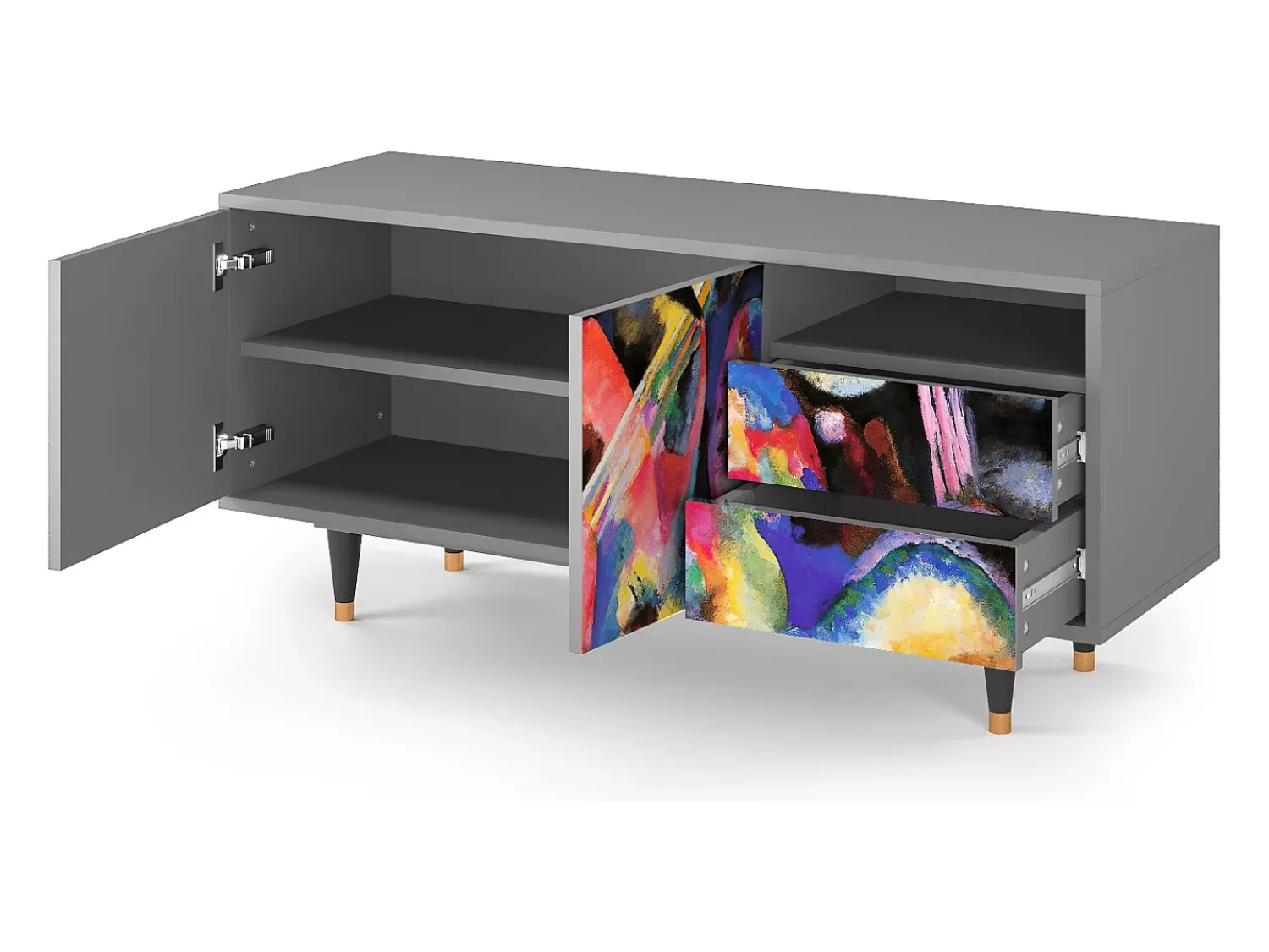 Hot Mueble de TV - 125х56х41 cm - T7 - Kandinsky, Cinza Cinzento