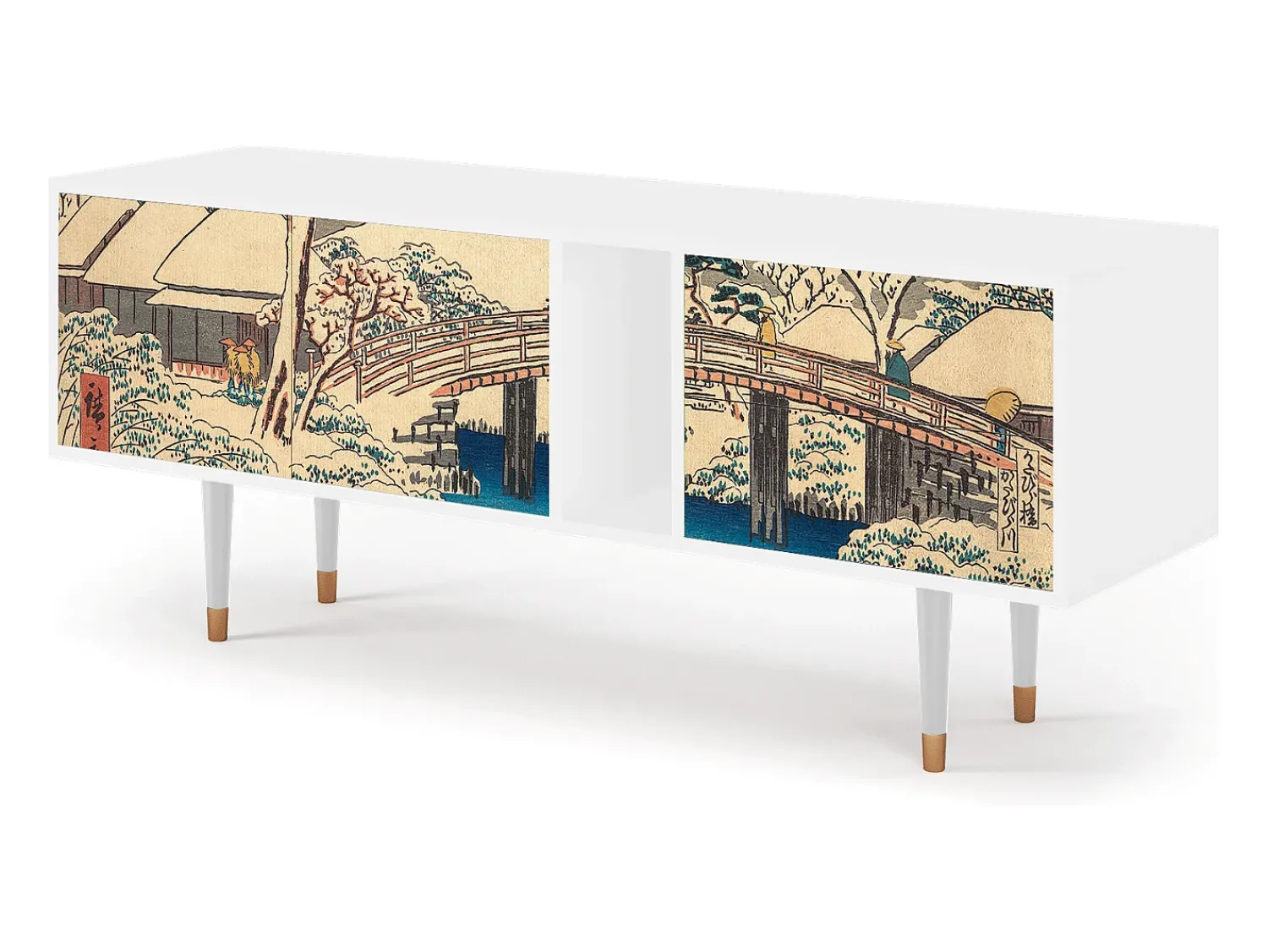 Móvel De Tv| Mueble de TV - 170х69х48 cm - T1 - Katabira River, Branco Bege
