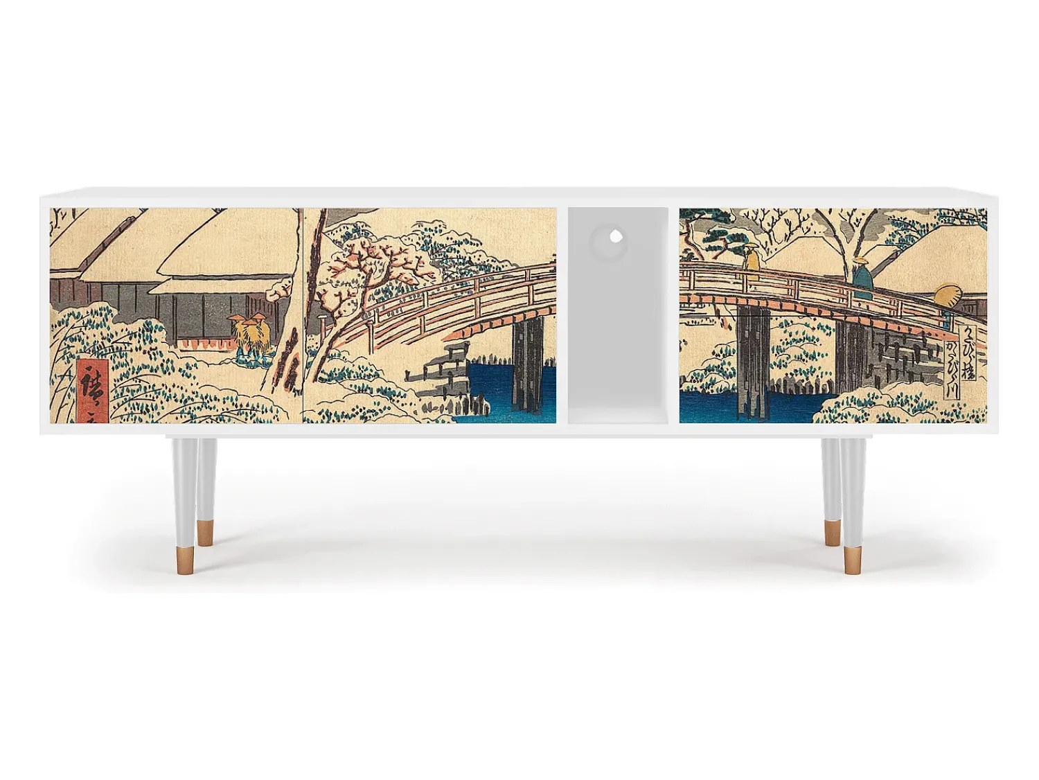 Móvel De Tv| Mueble de TV - 170х69х48 cm - T1 - Katabira River, Branco Bege