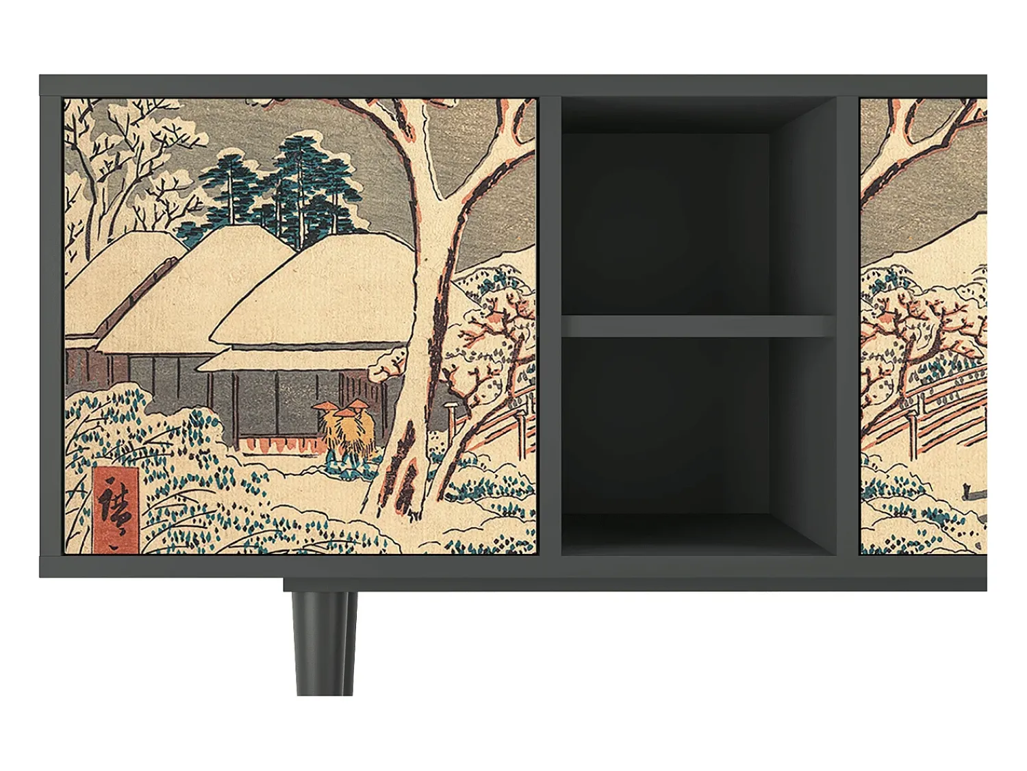 New Mueble de TV - 150х69х41 cm - T5 - Katabira River, Antracite Cinza antracite