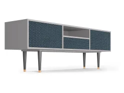 Móvel De Tv| Mueble de TV - 170х59х41 cm - T6 - Knitted Pattern, Cinza Cinzento