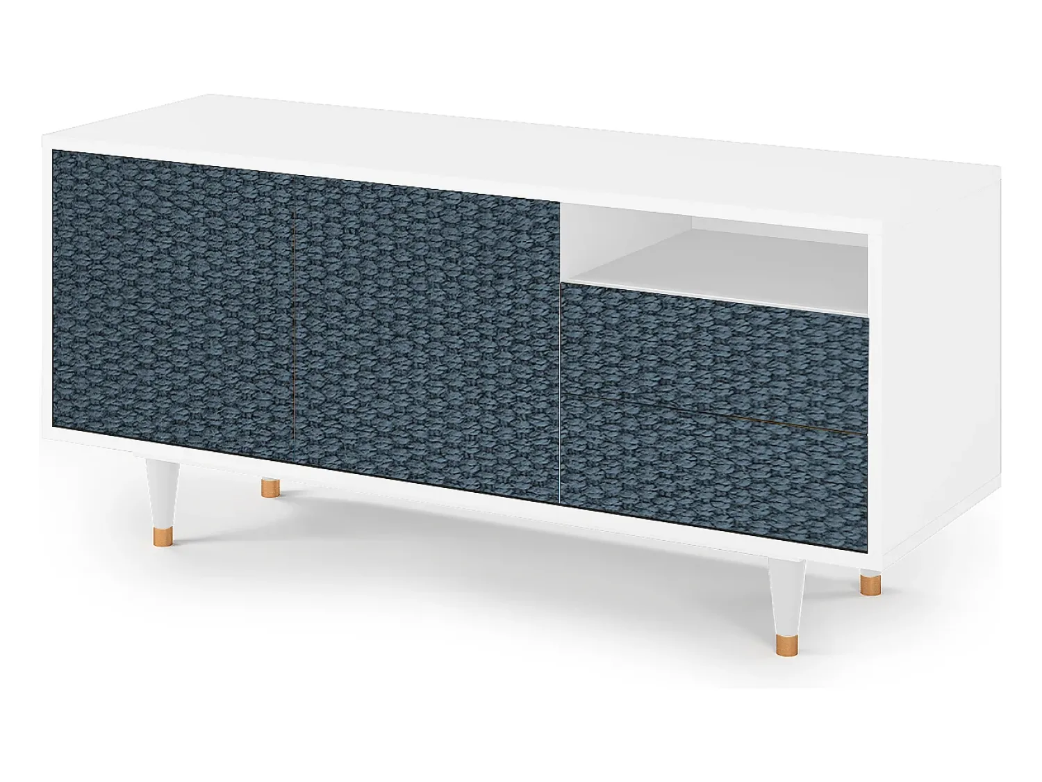 Móvel De Tv* Mueble de TV - 125х56х41 cm - T7 - Knitted Pattern, Branco Bege