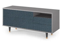 Móvel De Tv* Mueble de TV - 125х56х41 cm - T7 - Knitted Pattern, Cinza Cinzento