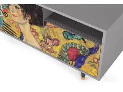 Móvel De Tv| Mueble de TV - 125х56х41 cm - T7 - Lady with Fan by Klimt, Cinza Cinzento