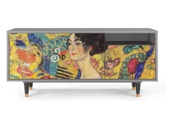 Móvel De Tv| Mueble de TV - 125х56х41 cm - T7 - Lady with Fan by Klimt, Cinza Cinzento