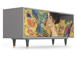 Móvel De Tv| Mueble de TV - 125х56х41 cm - T7 - Lady with Fan by Klimt, Cinza Cinzento
