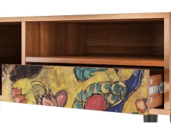 Móvel De Tv* Mueble de TV - 115х59х48 cm - T3 - Lady with Fan by Klimt, Nogueira Castanho