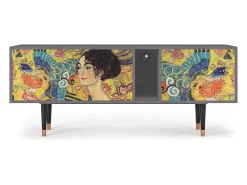 Móvel De Tv| Mueble de TV - 170х69х48 cm - T1 - Lady with Fan by Klimt, Cinza Cinzento