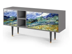 Móvel De Tv* Mueble de TV - 150х69х41 cm - T5 - Landscape, Cinza Cinzento
