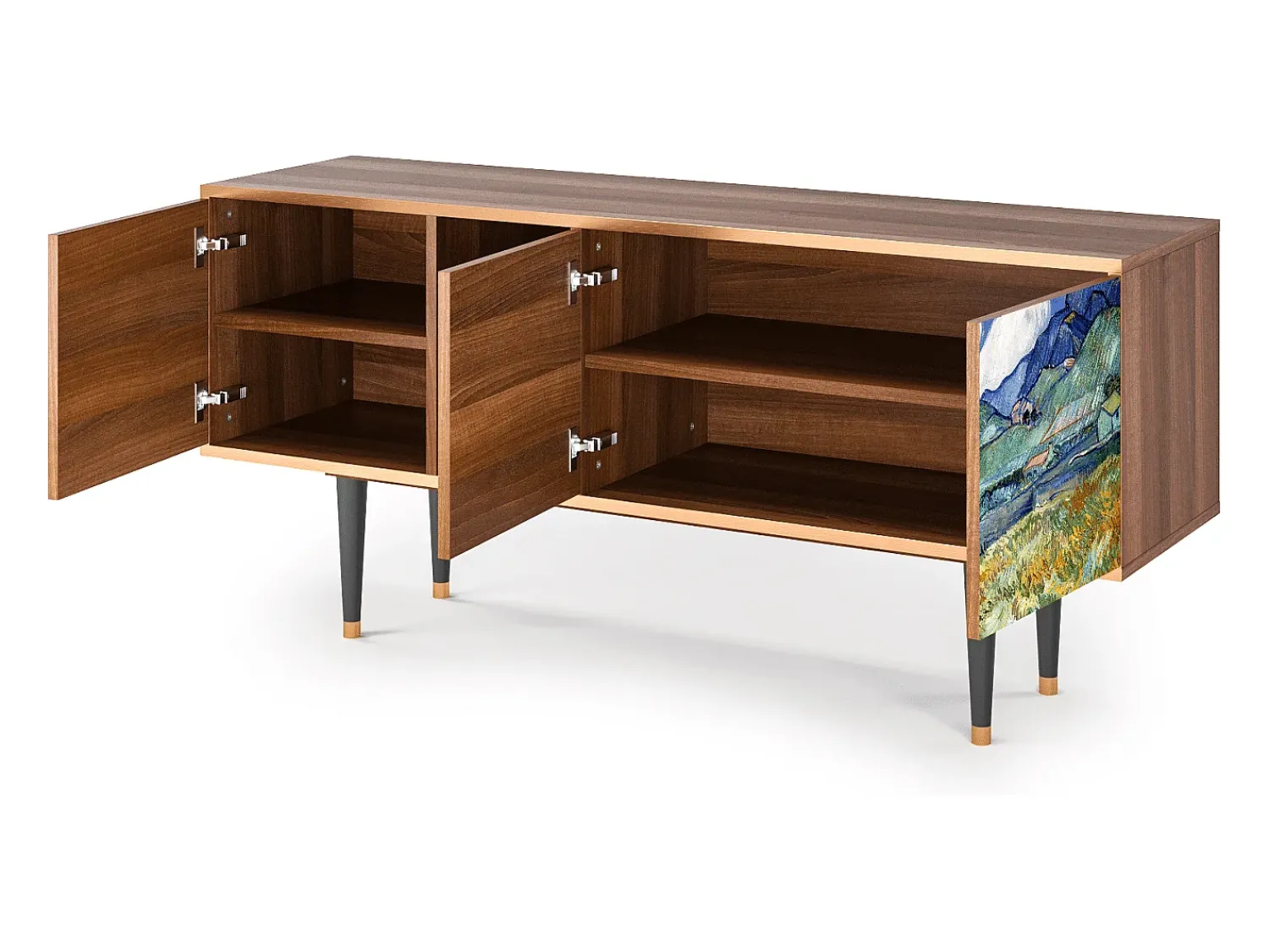 Móvel De Tv| Mueble de TV - 150х69х41 cm - T5 - Landscape, Nogueira Castanho