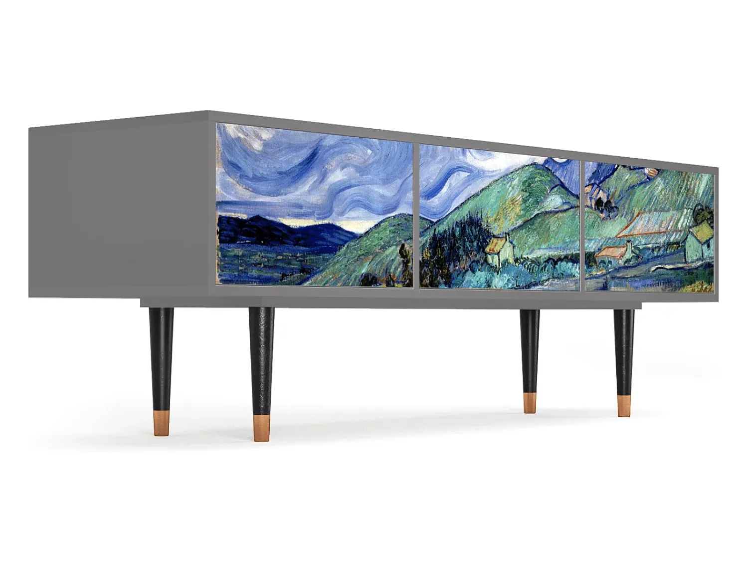 Móvel De Tv* Mueble de TV - 170х59х48 cm - T4 - Landscape, Cinza Cinzento