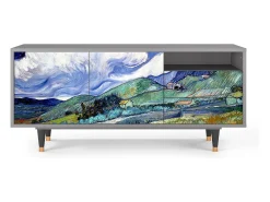 Móvel De Tv* Mueble de TV - 125х56х41 cm - T7 - Landscape, Cinza Cinzento