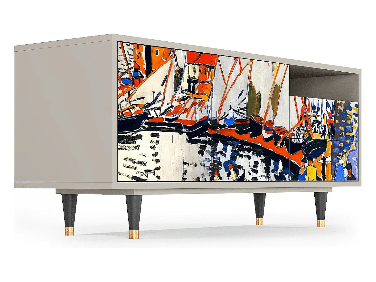 Móvel De Tv* Mueble de TV - 125х56х41 cm - T7 - Le Séchage des voiles , Areia Bege
