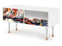 Móvel De Tv| Mueble de TV - 115х59х48 cm - T3 - Le Séchage des voiles , Branco Bege