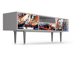 Móvel De Tv* Mueble de TV - 170х59х41 cm - T6 - Le Séchage des voiles , Cinza Cinzento