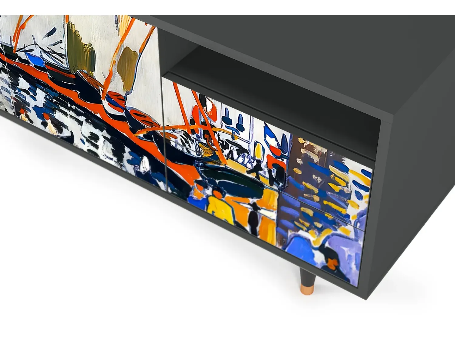 Mueble de TV - 125х56х41 cm - T7 - Le Séchage des voiles , Antracite^ Móvel De Tv