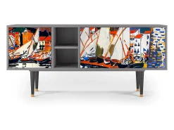 Mueble de TV - 150х69х41 cm - T5 - Le Séchage des voiles , Cinza^ Móvel De Tv