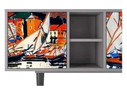 Mueble de TV - 150х69х41 cm - T5 - Le Séchage des voiles , Cinza^ Móvel De Tv