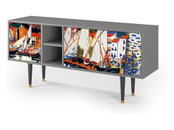 Mueble de TV - 150х69х41 cm - T5 - Le Séchage des voiles , Cinza^ Móvel De Tv