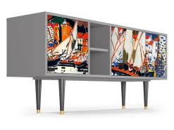 Mueble de TV - 150х69х41 cm - T5 - Le Séchage des voiles , Cinza^ Móvel De Tv
