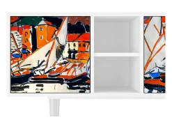 Mueble de TV - 150х69х41 cm - T5 - Le Séchage des voiles , Branco^ Móvel De Tv