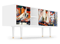 Mueble de TV - 150х69х41 cm - T5 - Le Séchage des voiles , Branco^ Móvel De Tv