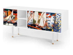 Mueble de TV - 150х69х41 cm - T5 - Le Séchage des voiles , Branco^ Móvel De Tv