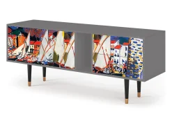 Móvel De Tv| Mueble de TV - 170х69х48 cm - T1 - Le Séchage des voiles , Cinza Cinzento