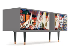 Móvel De Tv| Mueble de TV - 170х69х48 cm - T1 - Le Séchage des voiles , Cinza Cinzento