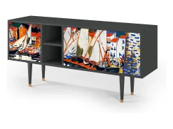 Mueble de TV - 150х69х41 cm - T5 - Le Séchage des voiles , Antracite^ Móvel De Tv