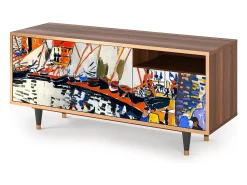 Móvel De Tv* Mueble de TV - 125х56х41 cm - T7 - Le Séchage des voiles , Nogueira Castanho