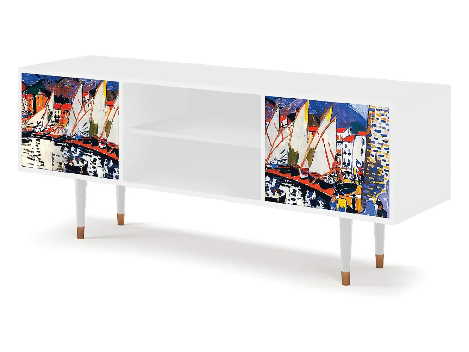 Móvel De Tv* Mueble de TV - 170х69х48 cm - T2 - Le Séchage des voiles , Branco Bege