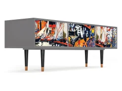 Móvel De Tv| Mueble de TV - 170х59х48 cm - T4 - Le Séchage des voiles , Cinza Cinzento