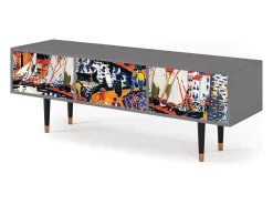 Móvel De Tv| Mueble de TV - 170х59х48 cm - T4 - Le Séchage des voiles , Cinza Cinzento
