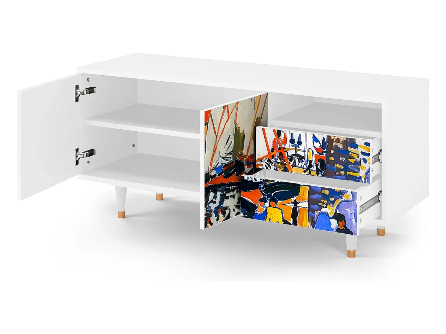 Móvel De Tv* Mueble de TV - 125х56х41 cm - T7 - Le Séchage des voiles , Branco Bege