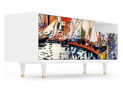 Móvel De Tv* Mueble de TV - 125х56х41 cm - T7 - Le Séchage des voiles , Branco Bege