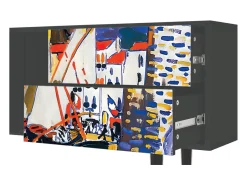 Móvel De Tv* Mueble de TV - 170х69х48 cm - T1 - Le Séchage des voiles , Antracite Cinza antracite