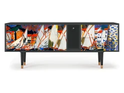 Móvel De Tv* Mueble de TV - 170х69х48 cm - T1 - Le Séchage des voiles , Antracite Cinza antracite