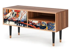 Móvel De Tv* Mueble de TV - 115х59х48 cm - T3 - Le Séchage des voiles , Nogueira Castanho