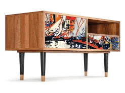 Móvel De Tv* Mueble de TV - 115х59х48 cm - T3 - Le Séchage des voiles , Nogueira Castanho