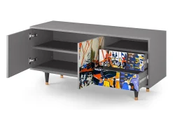 Móvel De Tv* Mueble de TV - 125х56х41 cm - T7 - Le Séchage des voiles , Cinza Cinzento