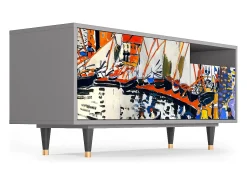 Móvel De Tv* Mueble de TV - 125х56х41 cm - T7 - Le Séchage des voiles , Cinza Cinzento